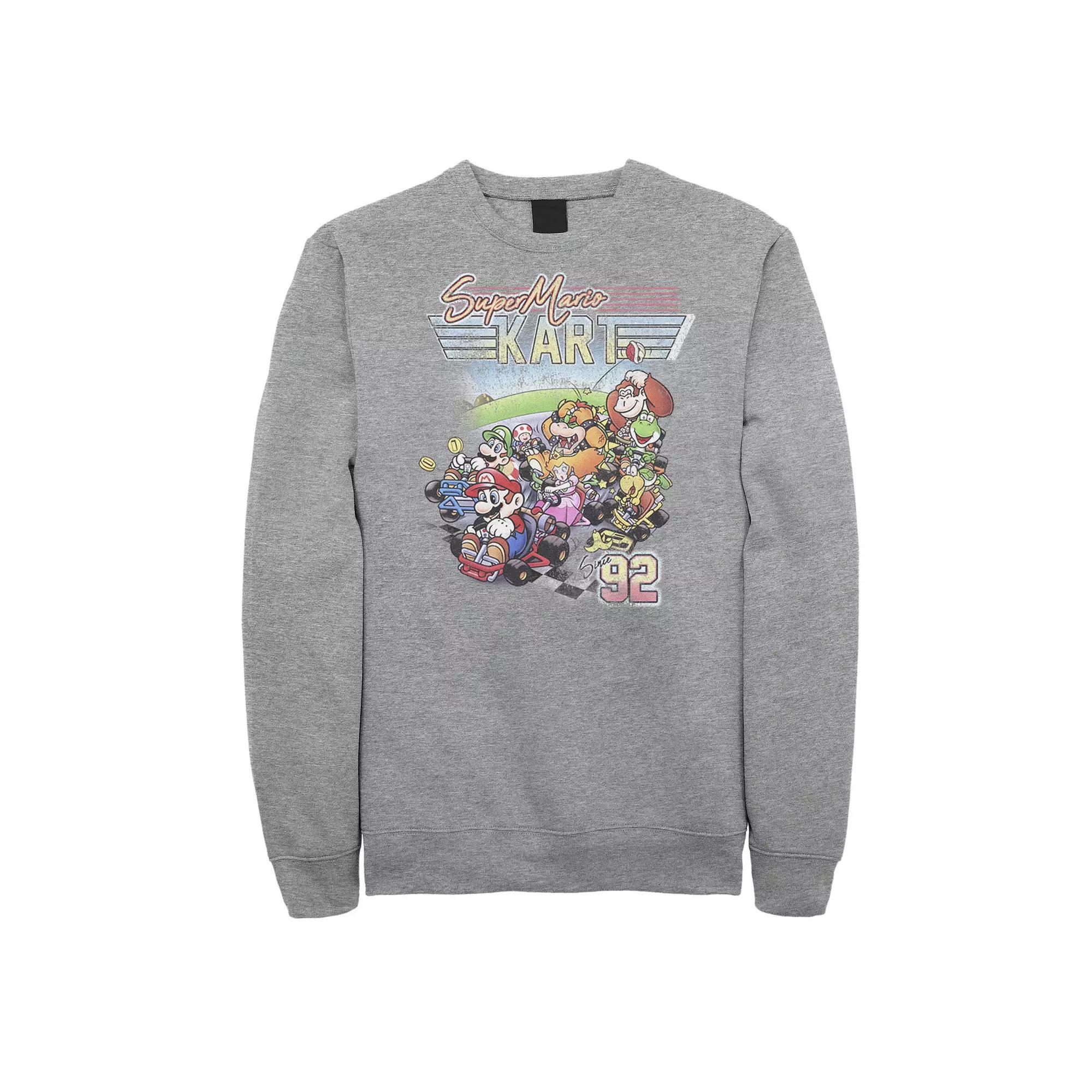 Big & Tall Nintendo Super Mario Kart Distressed Poster Fleece Sweatshirt, Men's, Size: XL Tall, Athletic Grey Product Image