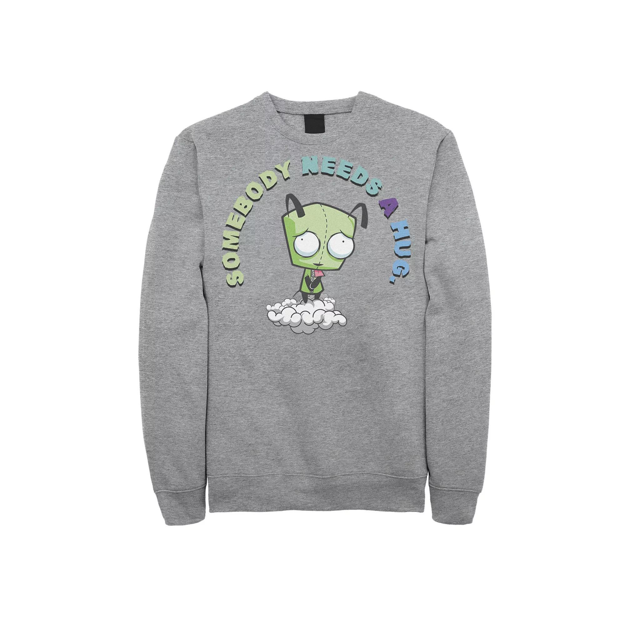 Men's Nickelodeon Invader Zim Gir Somebody Needs A Hug Sad Portait Graphic Fleece Pullover, Size: 3XL, Blue Product Image