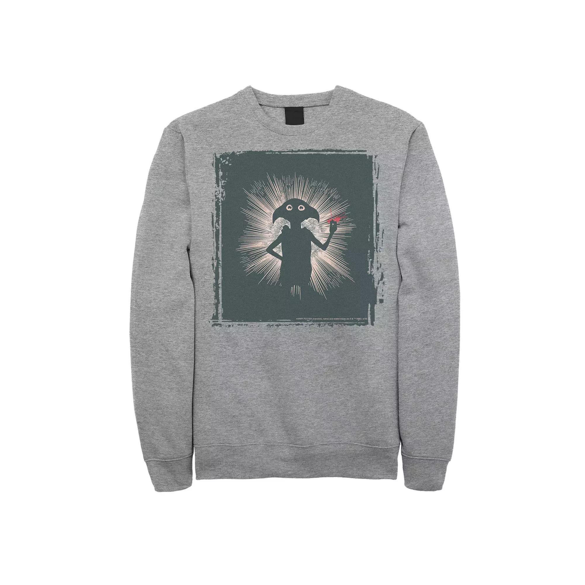 Men's Harry Potter Dobby Magical Snap Silhouette Fleece Graphic Pullover, Size: Large, Athletic Grey Product Image