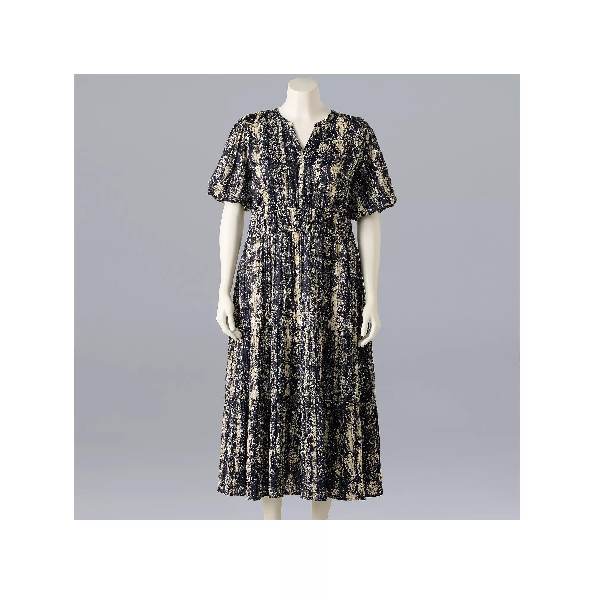 Plus Size Simply Vera Vera Wang Maxi Fem Dress, Womens Dark Blue Bandana Product Image