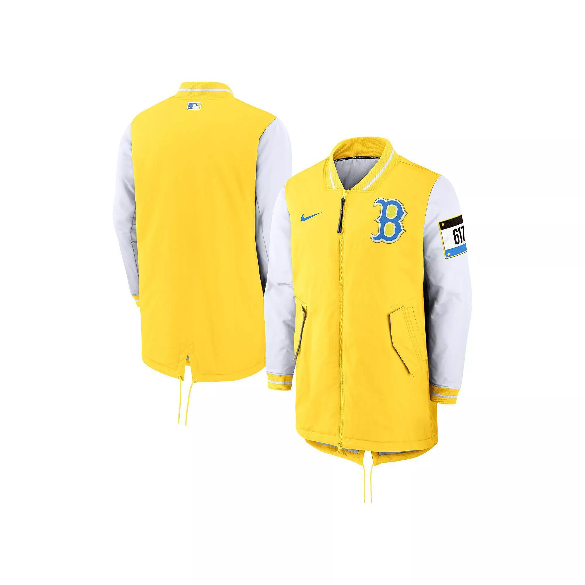 Men's Nike Yellow Boston Red Sox Authentic Collection 2022 City Connect Dugout Jacket, Size: Large Product Image