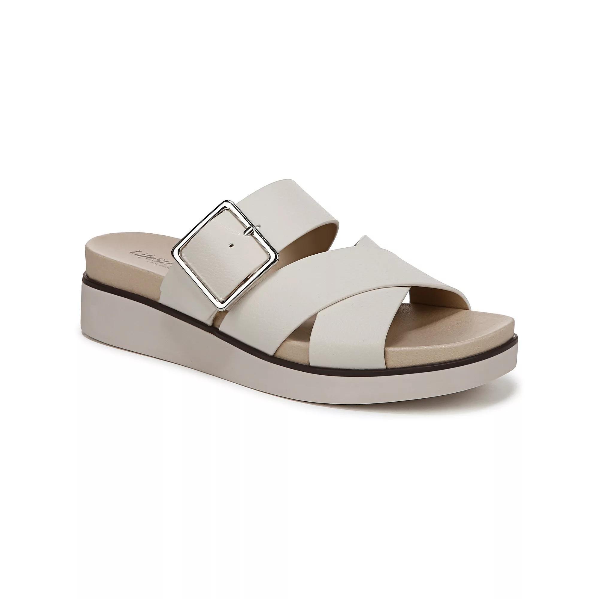 LifeStride Getaway Women's Slide Sandals, Size: 7 Wide, Ivory Product Image