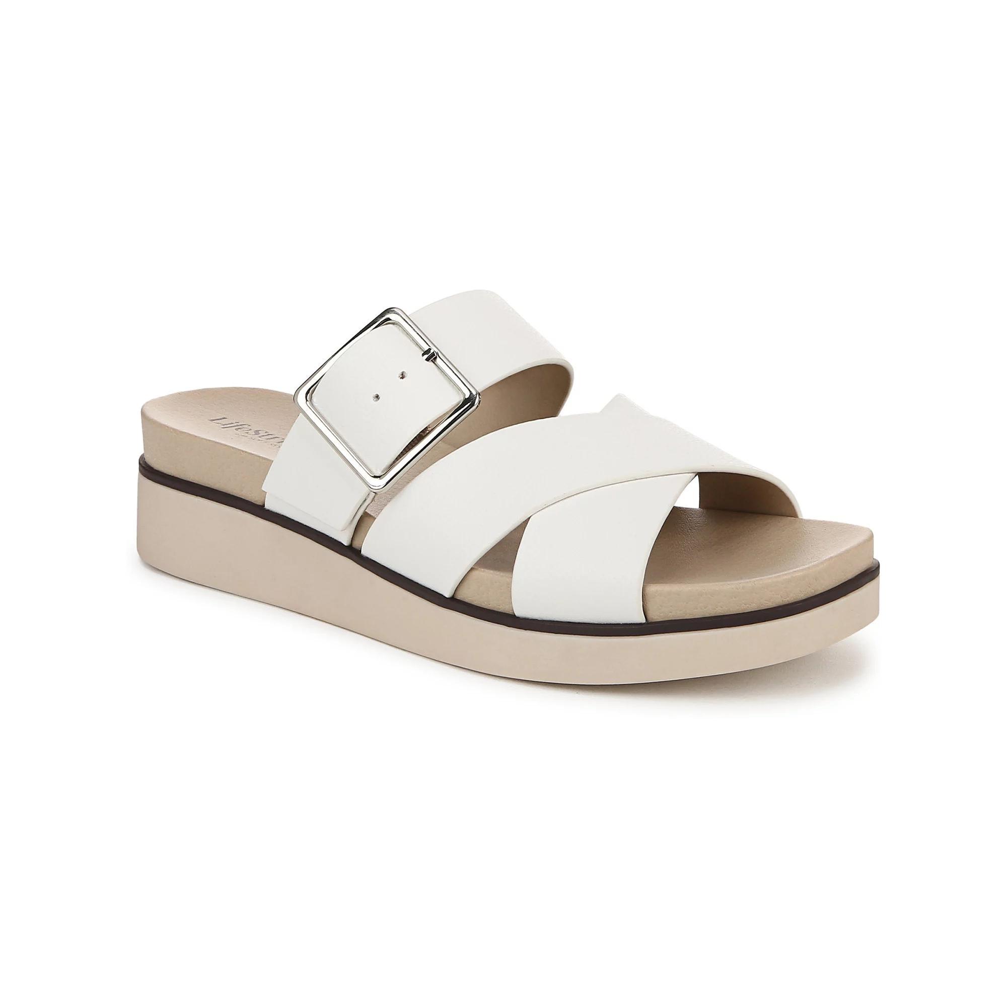 LifeStride Getaway Women's Slide Sandals, Size: 9 Wide, Bright White Product Image