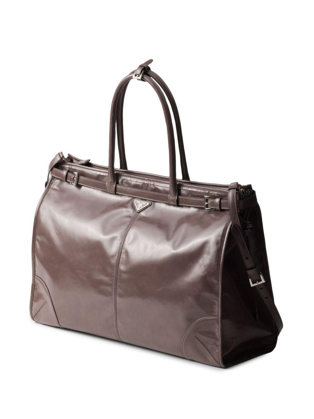 triangle-logo leather tote bag Product Image