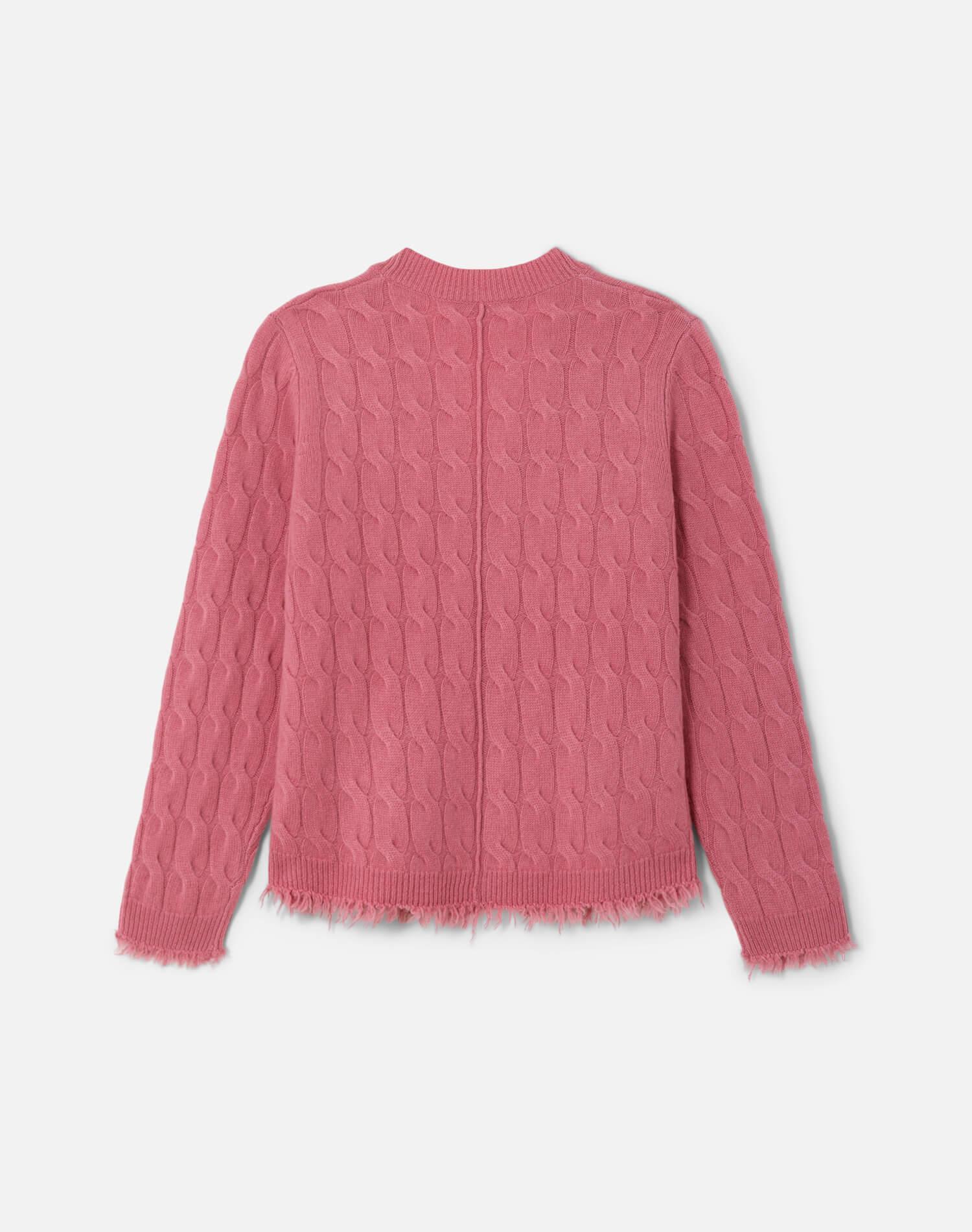 Cable V Neck Cardi - Old Rose Product Image