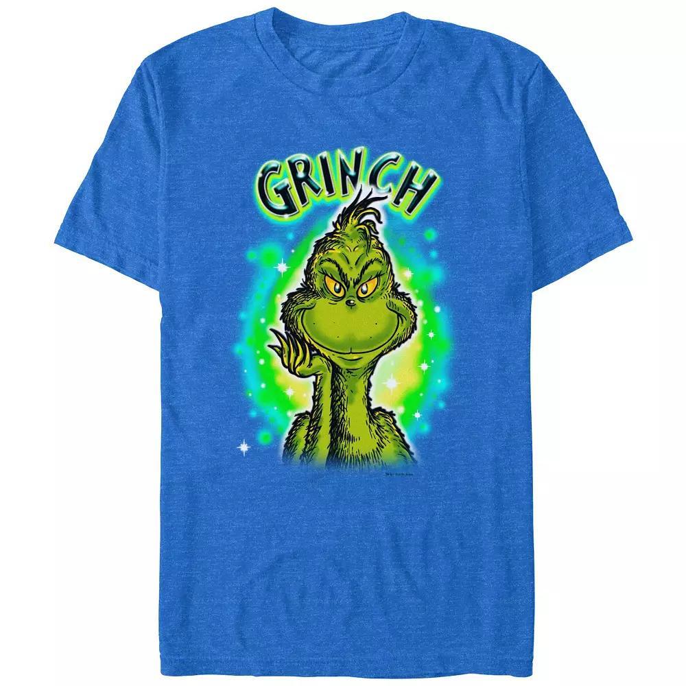 Men's Dr. Seuss Grinch Airbrush Background Graphic Tee, Size: Small, White Product Image