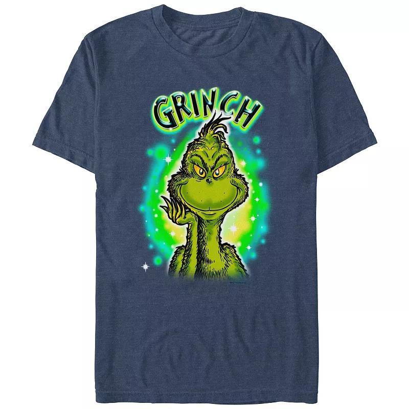 Men's Dr. Seuss Grinch Airbrush Background Graphic Tee, Size: Small, White Product Image