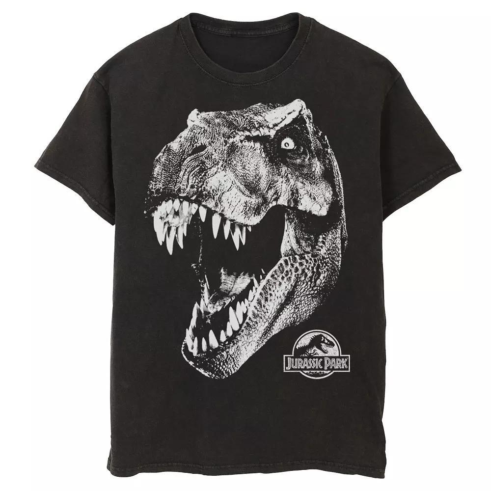 Men's Jurassic Park T-Rex White Head Roaring Tee, Size: Medium, Navy Grey Product Image