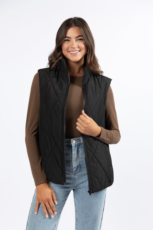 Mountainside Moment Black Quilted Puffer Vest SALE Product Image