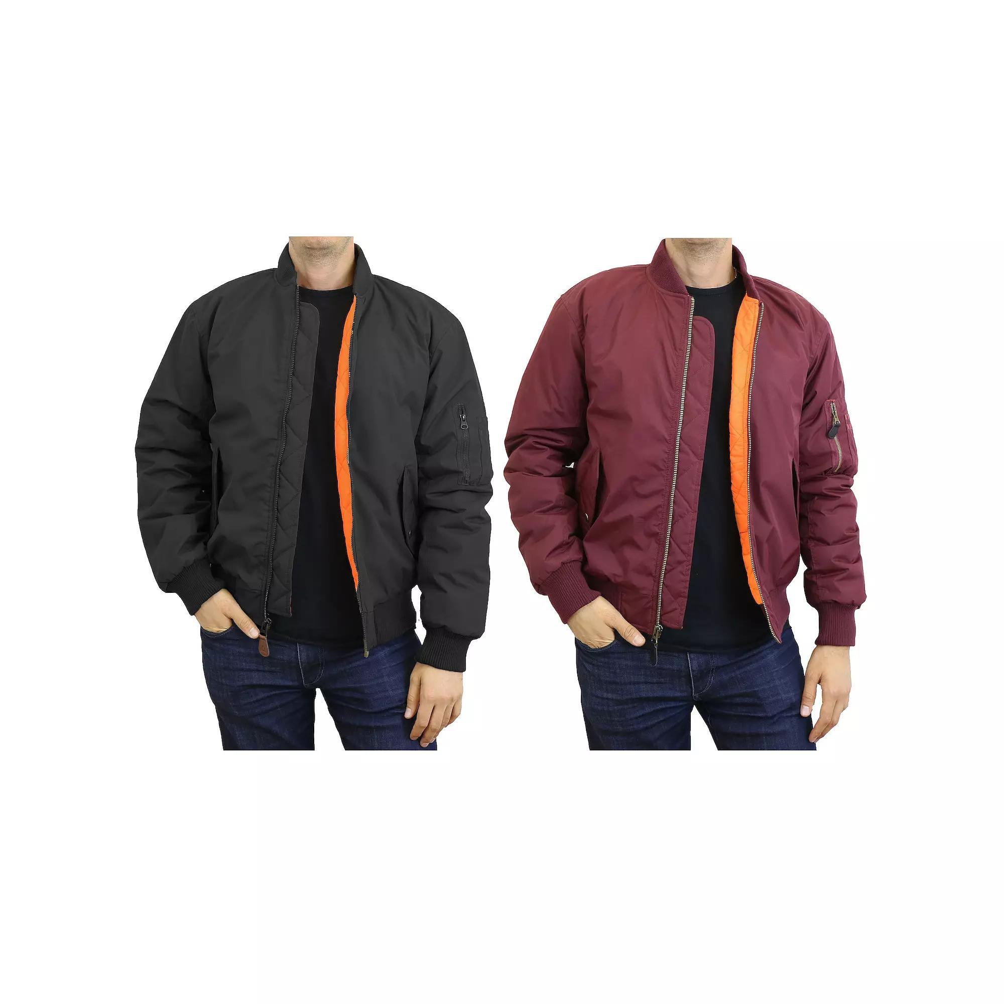 2-Pack Men's Spire by Galaxy Heavyweight MA-1 Flight Jacket, Size: Medium, Black Red Product Image