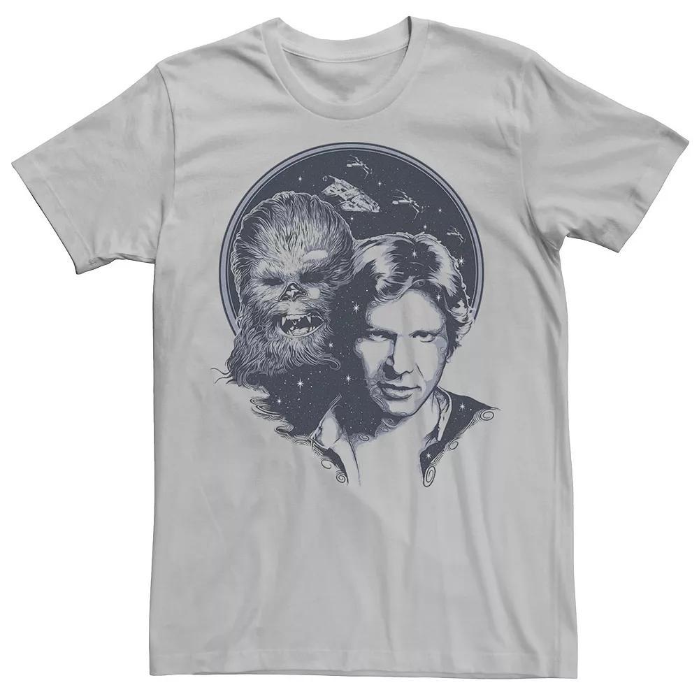 Men's Star Wars Han Solo and Chewbacca Retro Blues Portrait Tee, Size: XXL, Silver Product Image