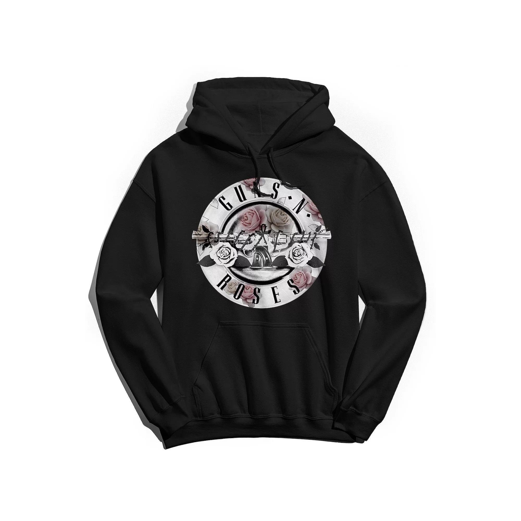 Men's Guns n' Roses Floral Fill Bullet Hoodie, Size: Small, Black Product Image
