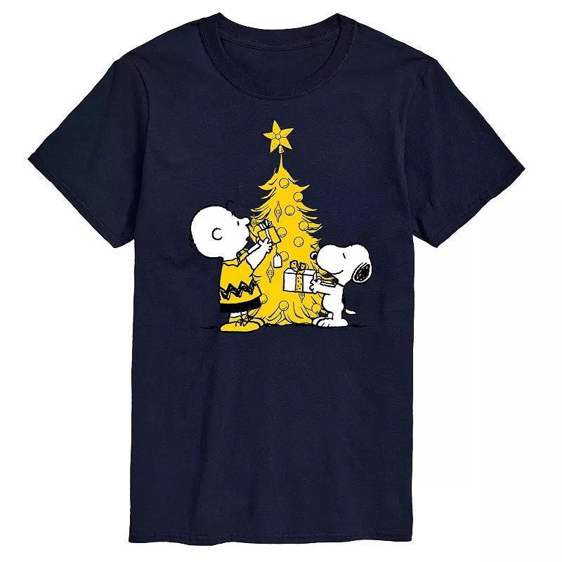 Mens Peanuts Xmas Charlie Snoopy Graphic Tee Blue Product Image