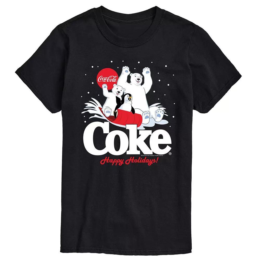 Men's CocaCola Happy Holidays Sledding Tee, Size: XL, Blue Product Image