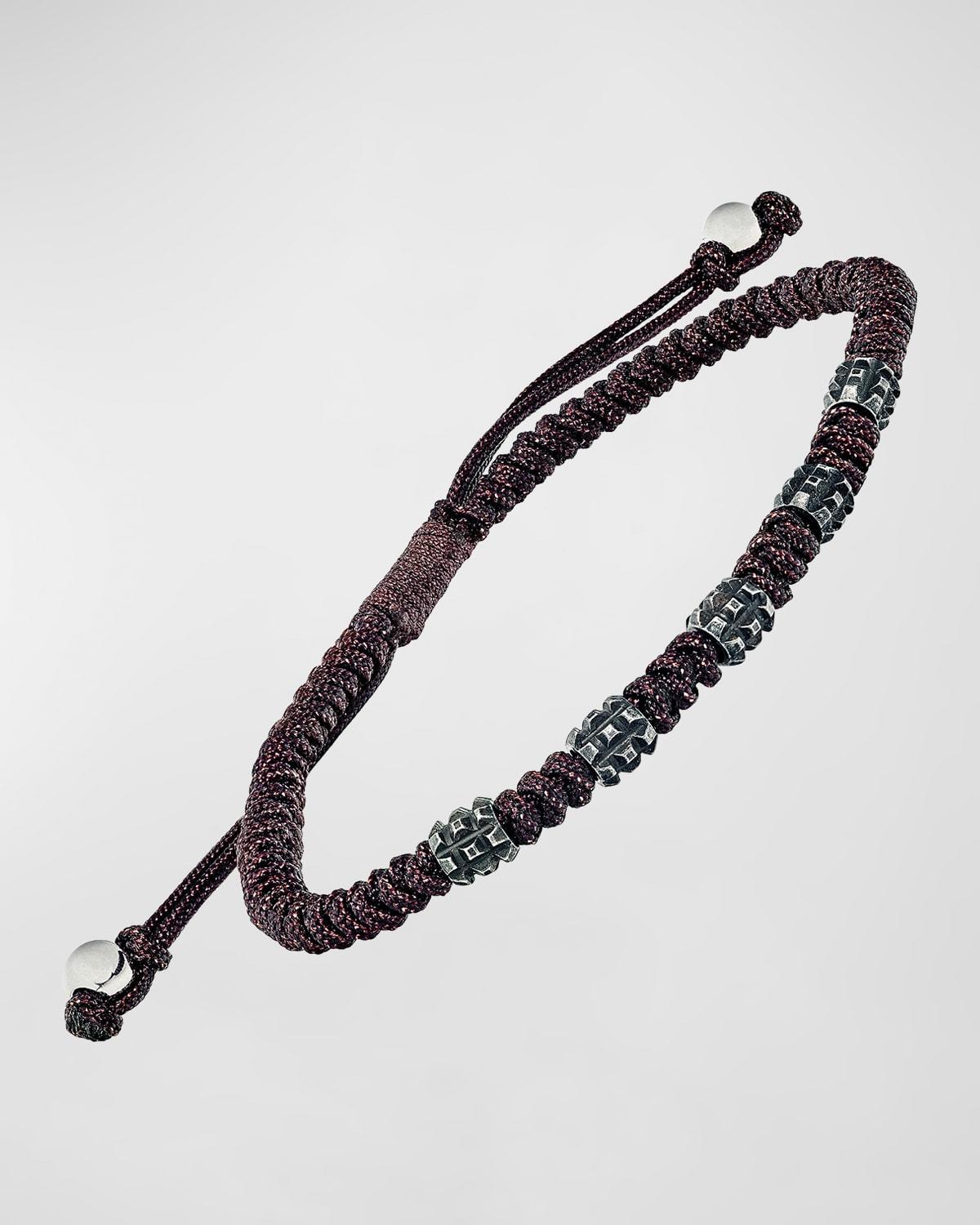 Mens Stainless Steel and Nylon Pull Cord Bracelet Product Image