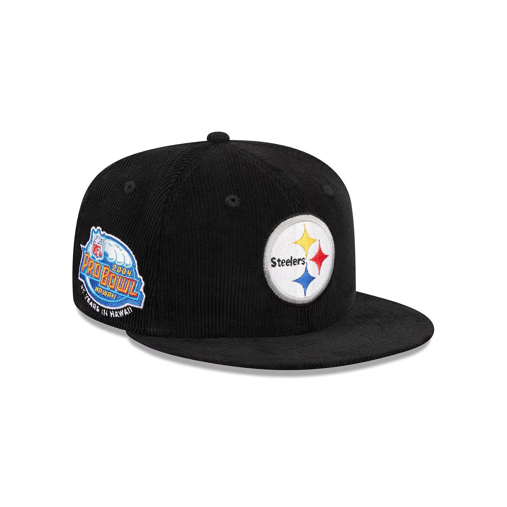 Men's New Era Black Pittsburgh Steelers Throwback Cord 59FIFTY Fitted Hat, Size: 7 Product Image