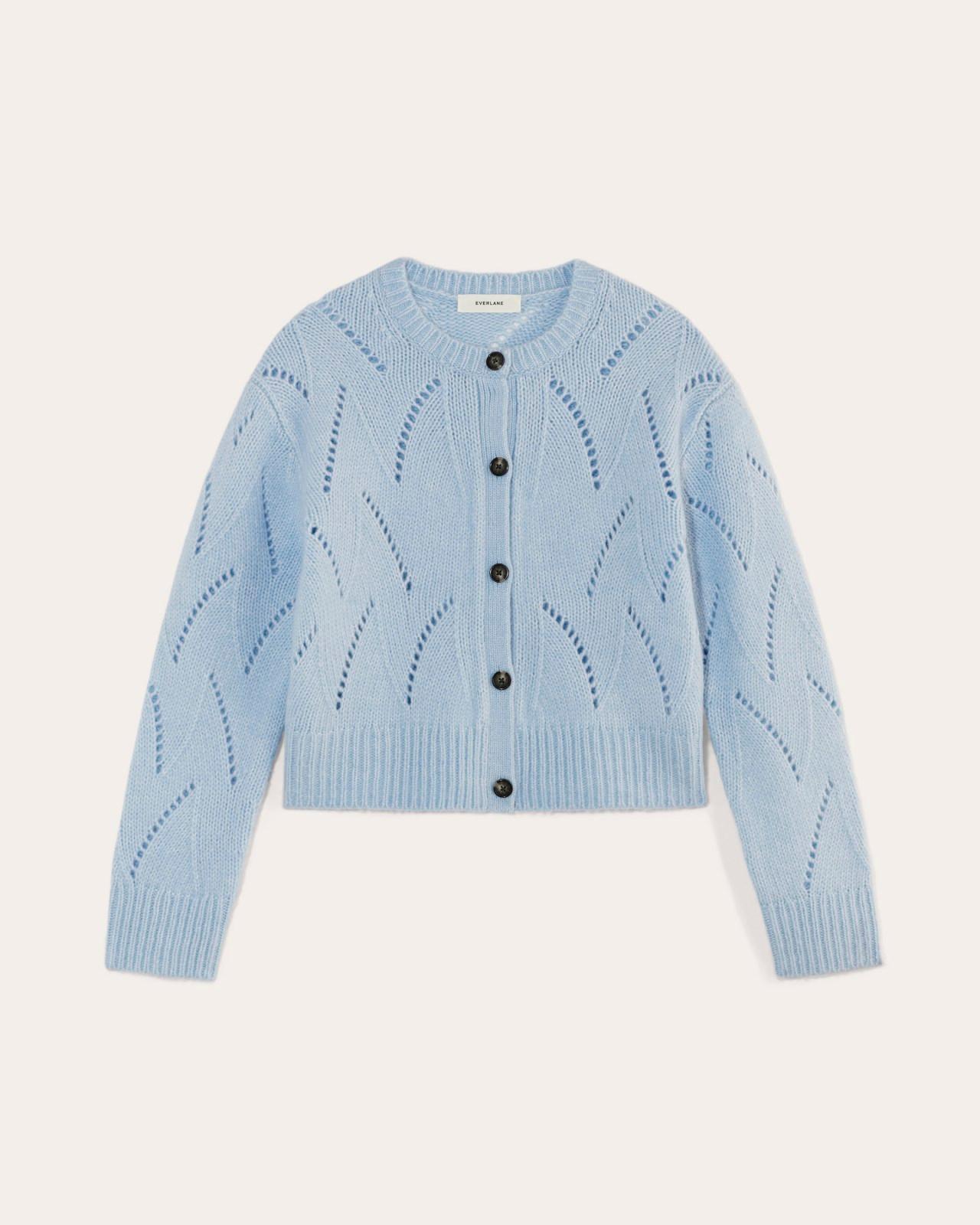 The Pointelle Cardigan in Cloud Product Image