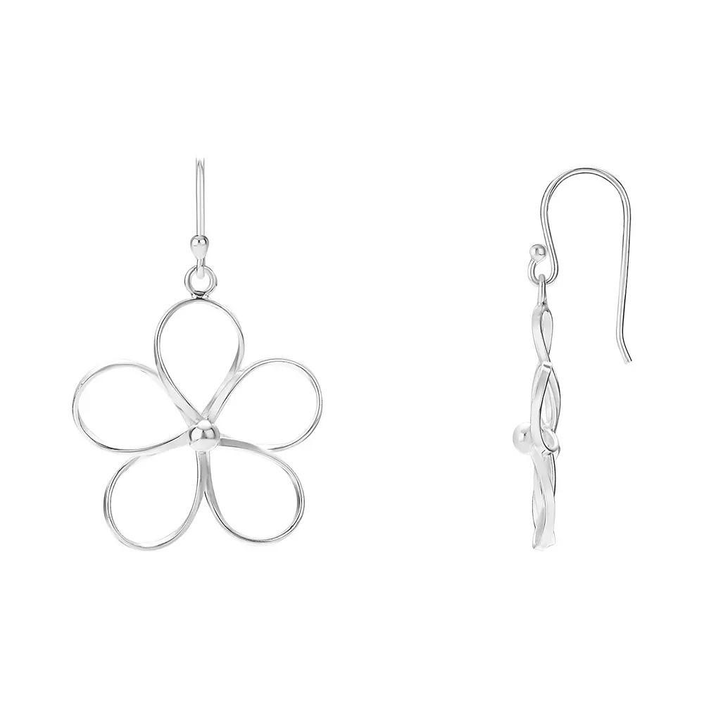 PRIMROSE Silver Tone Wire Flower Drop Earrings, Women's Product Image