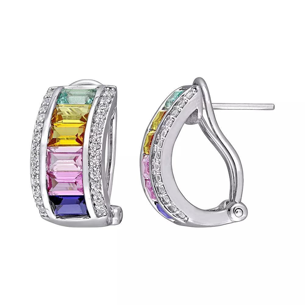 Stella Grace Sterling Silver Colorful Lab-Created Sapphire Earrings, Women's Product Image