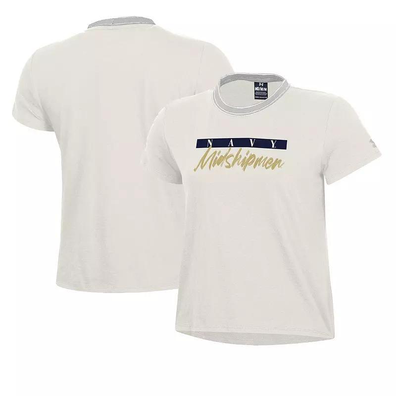 Women's Under Armour Cream Navy Midshipmen Iconic T-Shirt, Size: 2XL, Beige Product Image