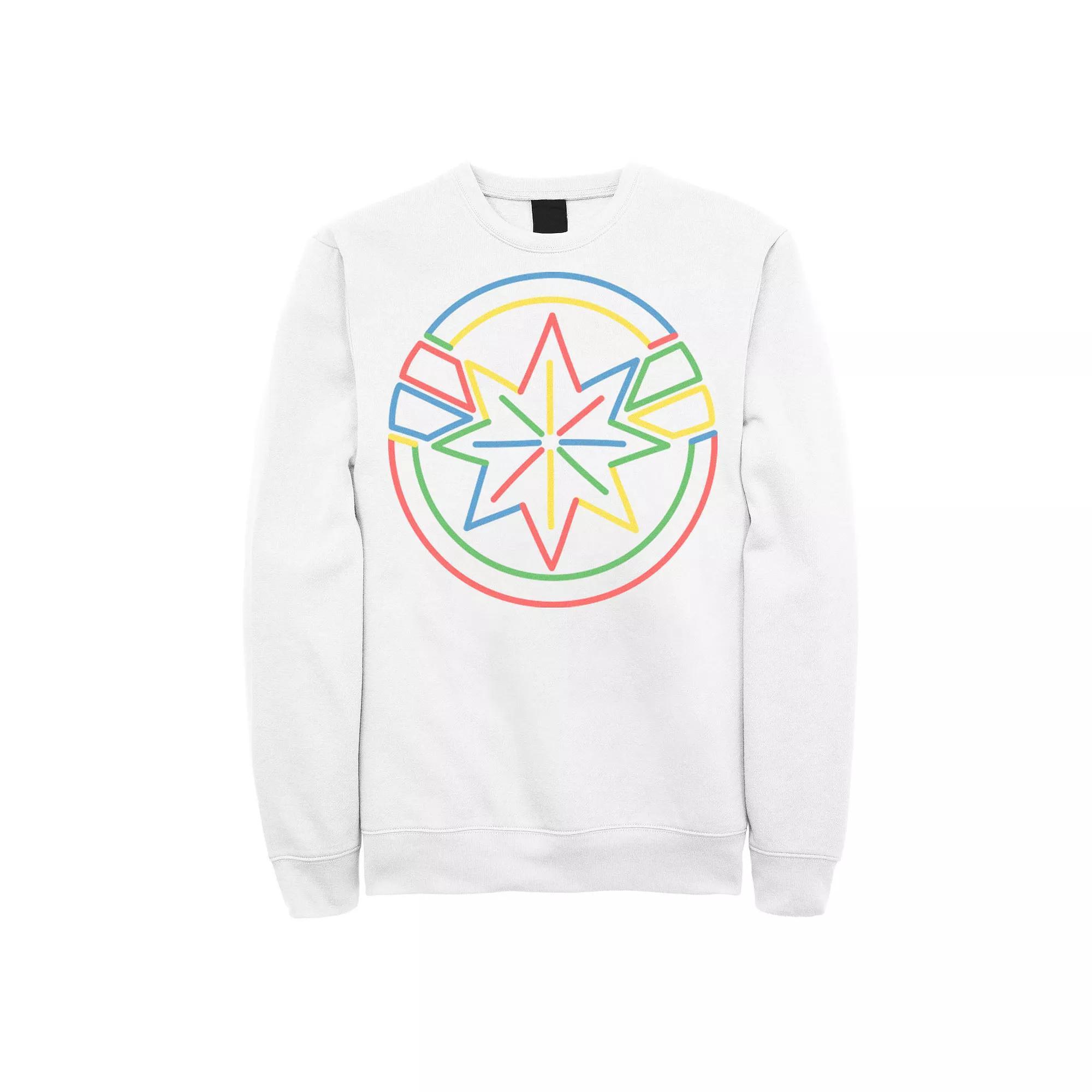 Men's Marvel Captain Marvel Colorful Line Art Logo Sweatshirt, Size: Small, White Product Image