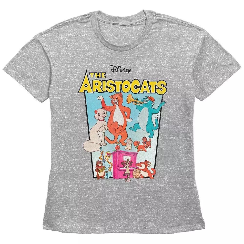 Disney's The Aristocats Women's Vintage Movie Poster Graphic Tee, Size: Small, Grey Gray Product Image