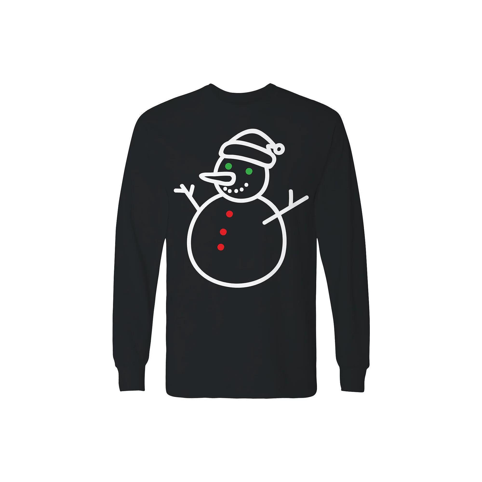 Men's Snow Christmas Man Long Sleeve Graphic Tee, Size: XL, Black Product Image