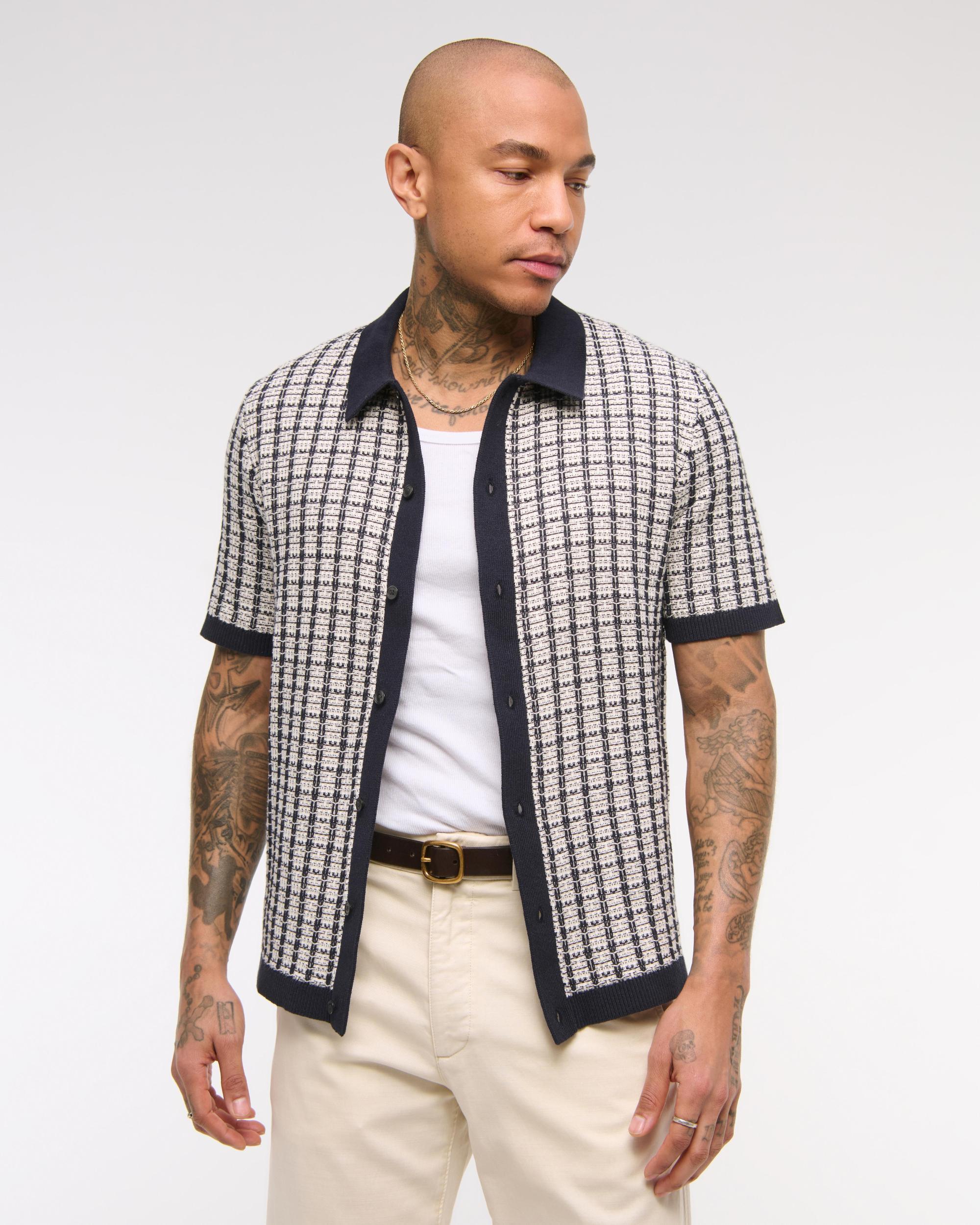 Contrasted Stitch Button-Through Sweater Polo Product Image