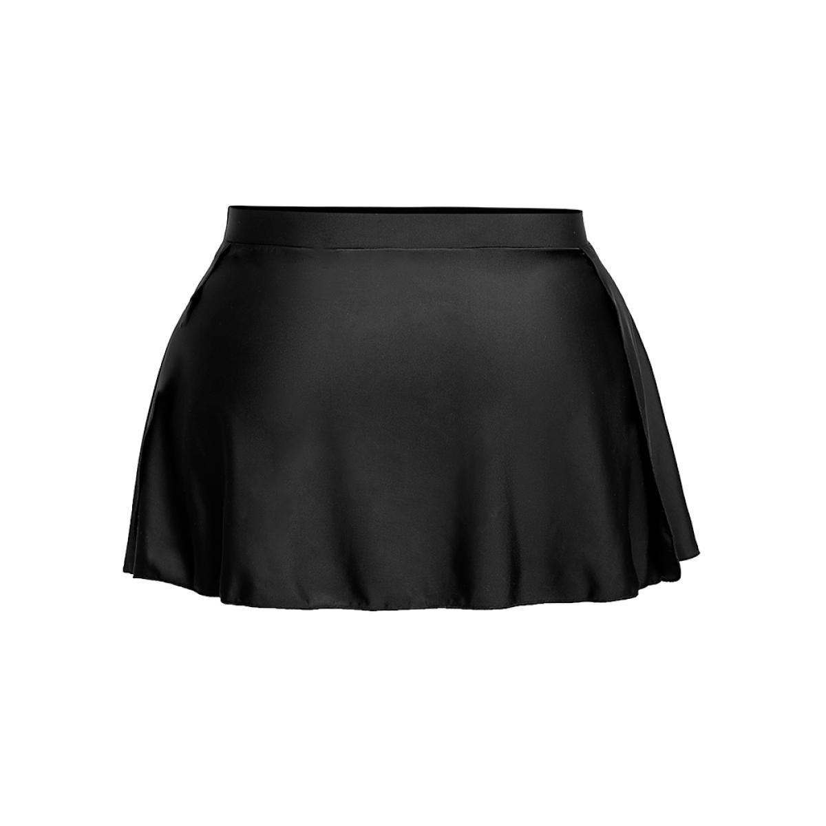Plus Size Plain High Waist Split Hem Swim Skirt Women's Swimwear Black Beach Non High stretch Bodycon High Rise Curve Swim Bottoms BloomChic 10/M Product Image