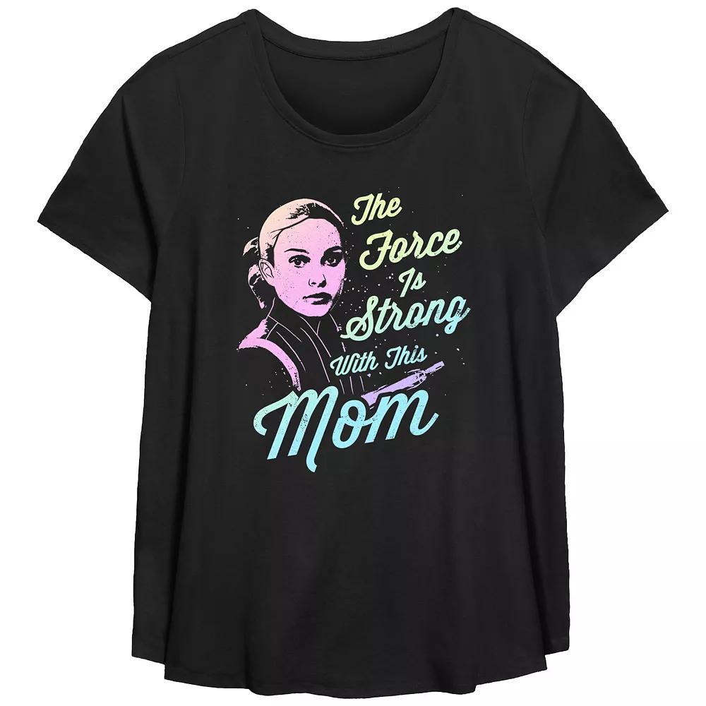 Plus Size Star Wars Amidala The Force Is Strong With This Mom Scoop Hem Flowy Graphic Tee, Women's, Size: 4XL, Black Product Image
