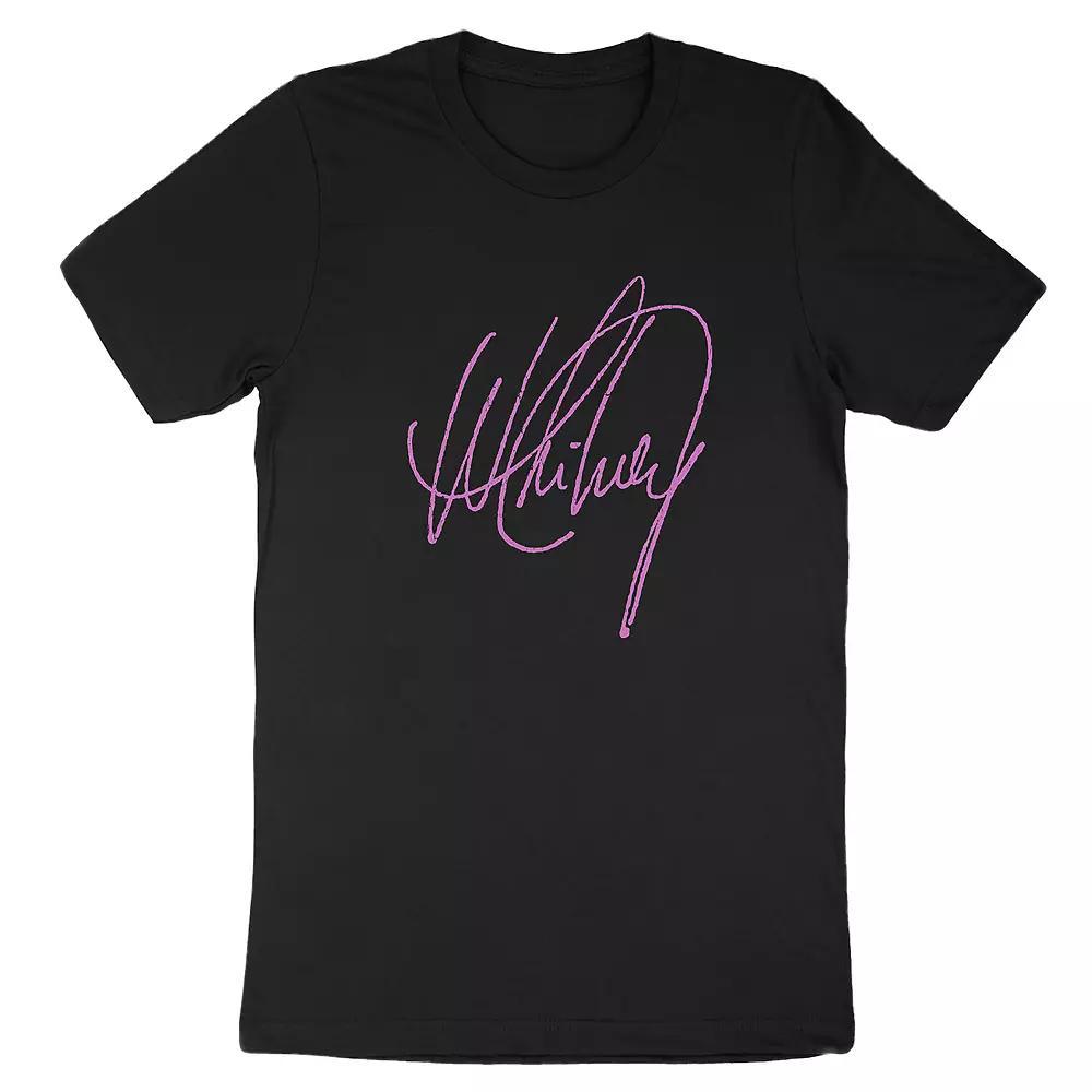 Men's Whitney Houston Pink Signature Tee, Size: XXL, Black Product Image