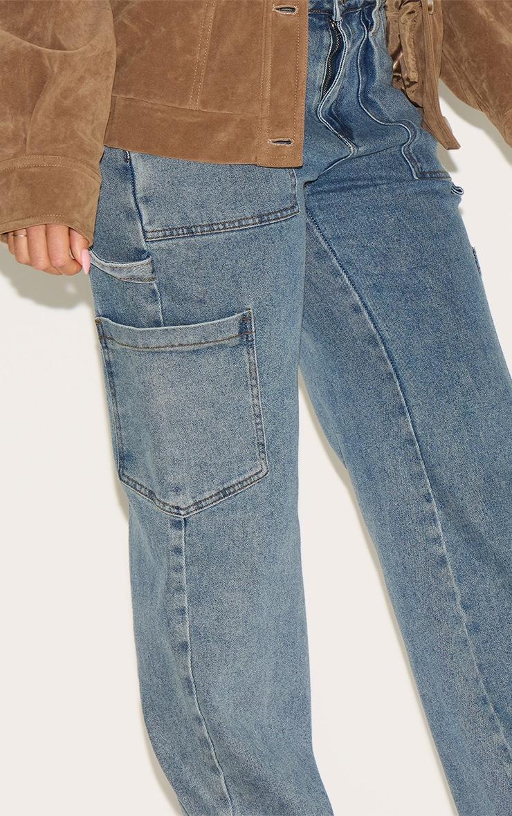 Shape Vintage Wash Cargo Wide Leg Jeans Product Image