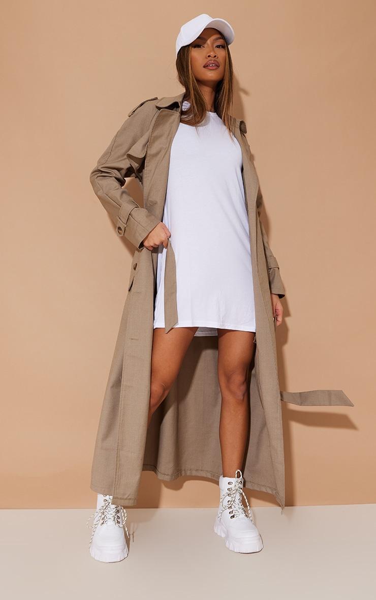 White Short Sleeve T Shirt Dress Product Image