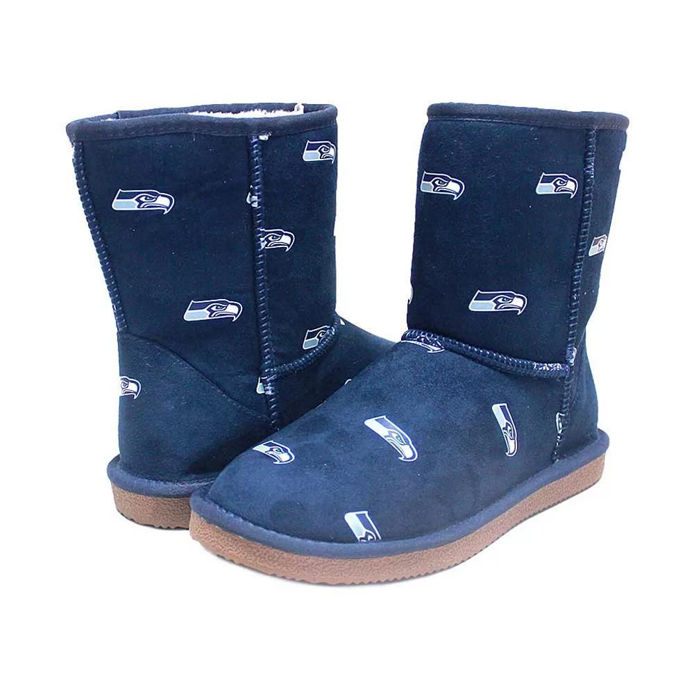 Women's Cuce College Navy Seattle Seahawks Allover Logo Boots, Size: 9, Blue Product Image