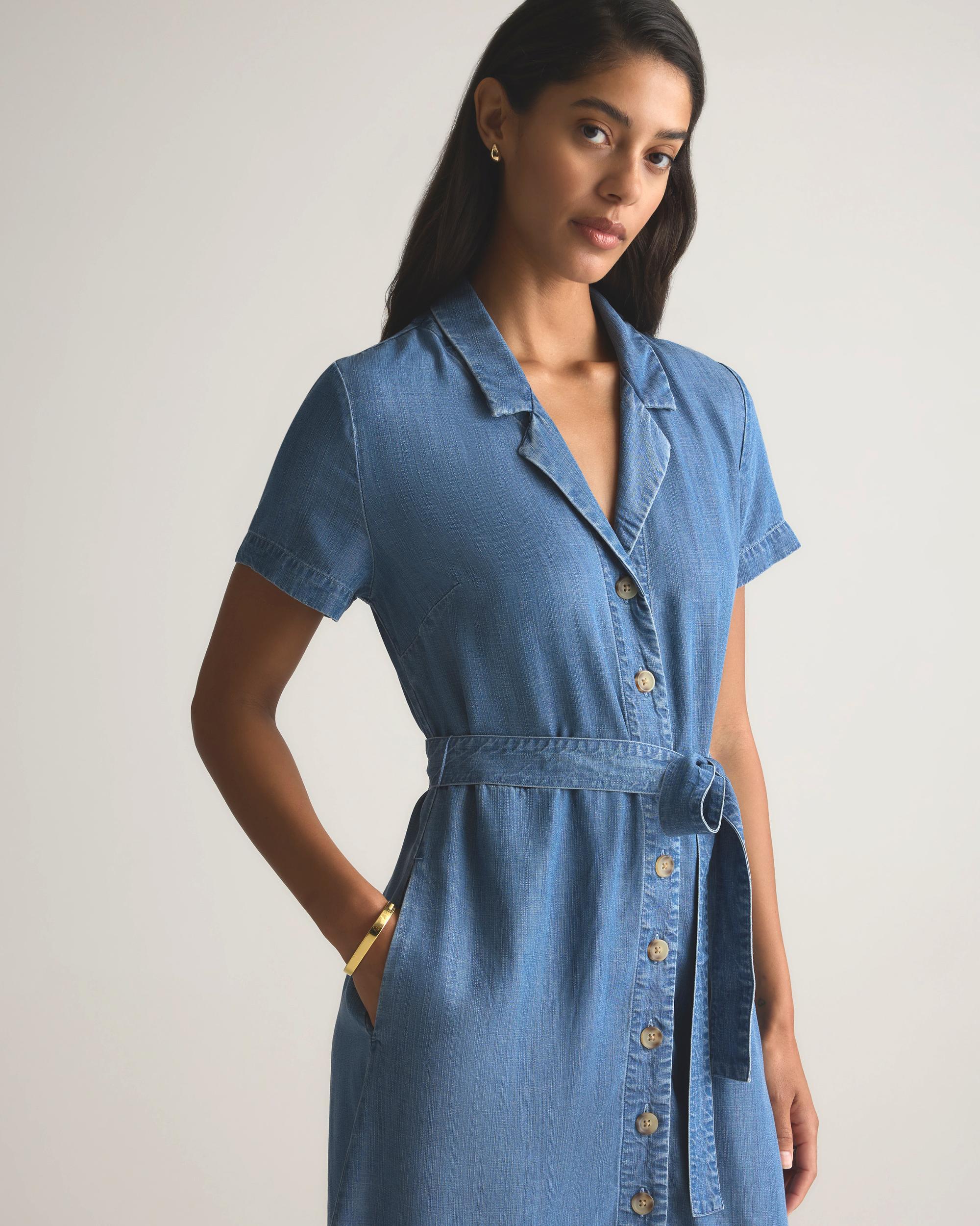 Quince | Women's Chambray Tencel Button Front Dress Product Image