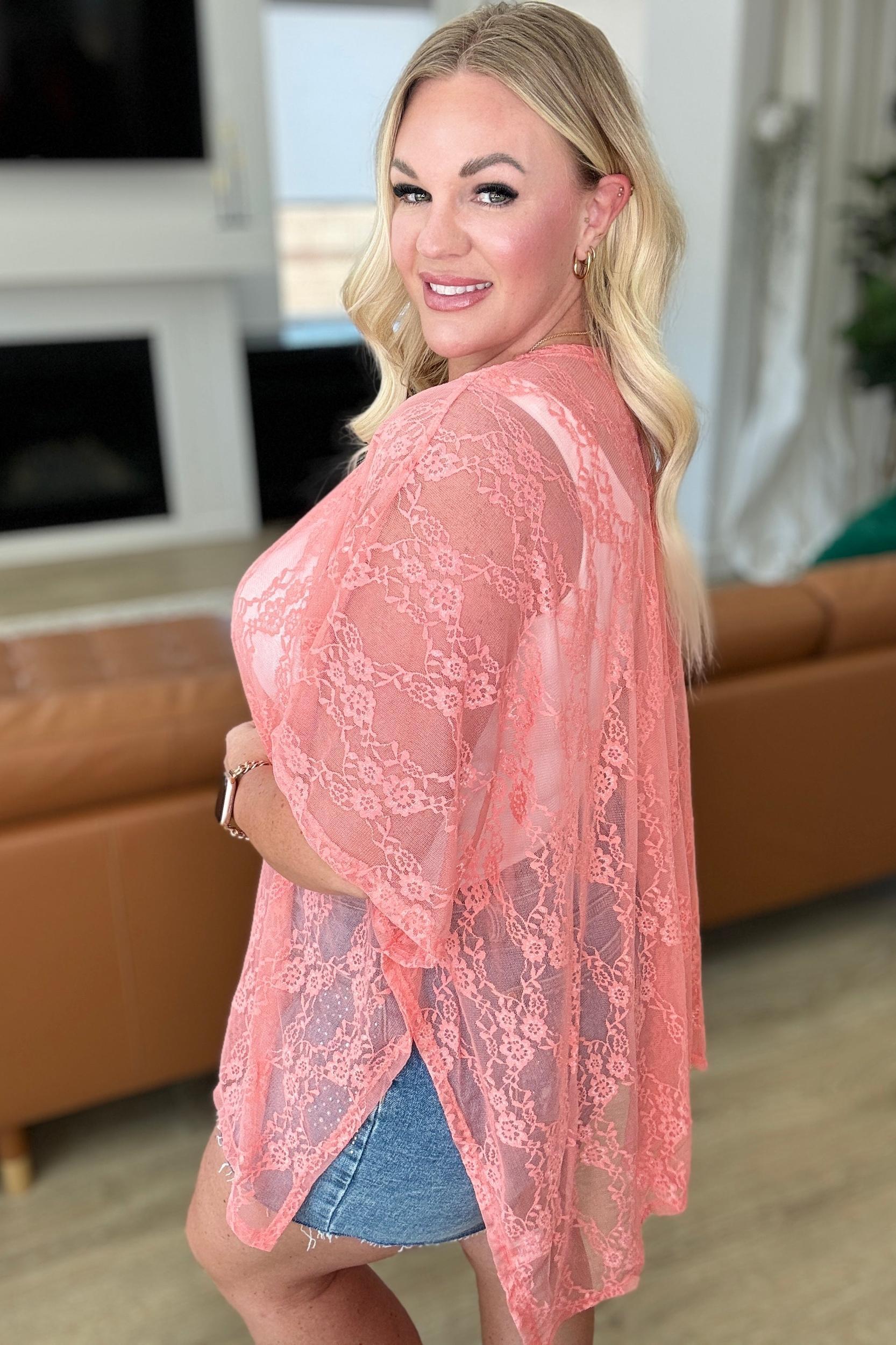 Good Days Ahead Lace Kimono In Teal Product Image