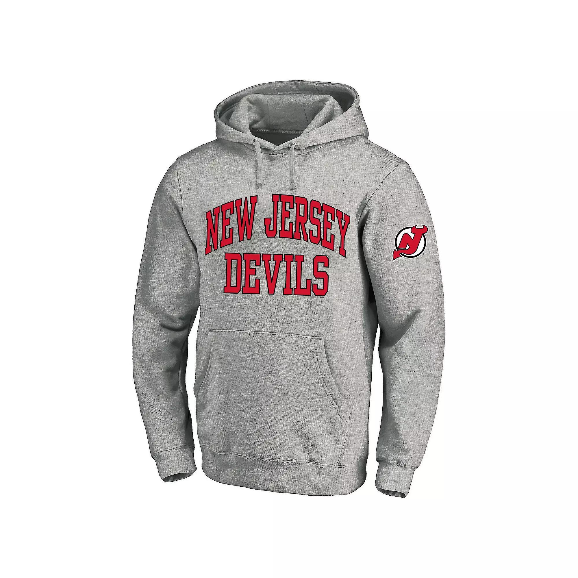 Men's Fanatics Heather Gray New Jersey Devils Big & Tall Fleece Pullover Hoodie, Size: 3XB, Nhl Grey Product Image