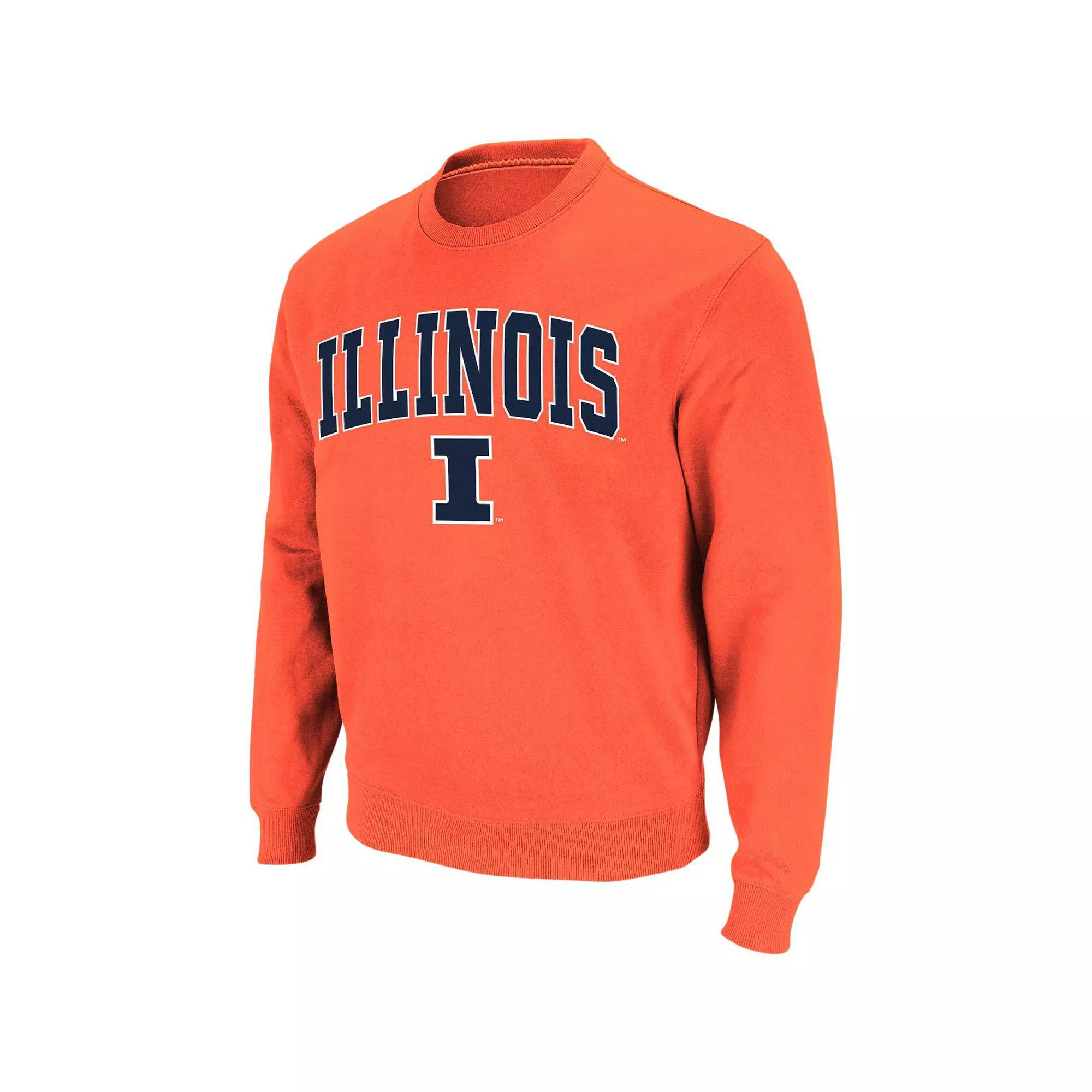 Men's Colosseum Orange Illinois Fighting Illini Arch & Logo Crew Neck Sweatshirt, Size: Small Product Image