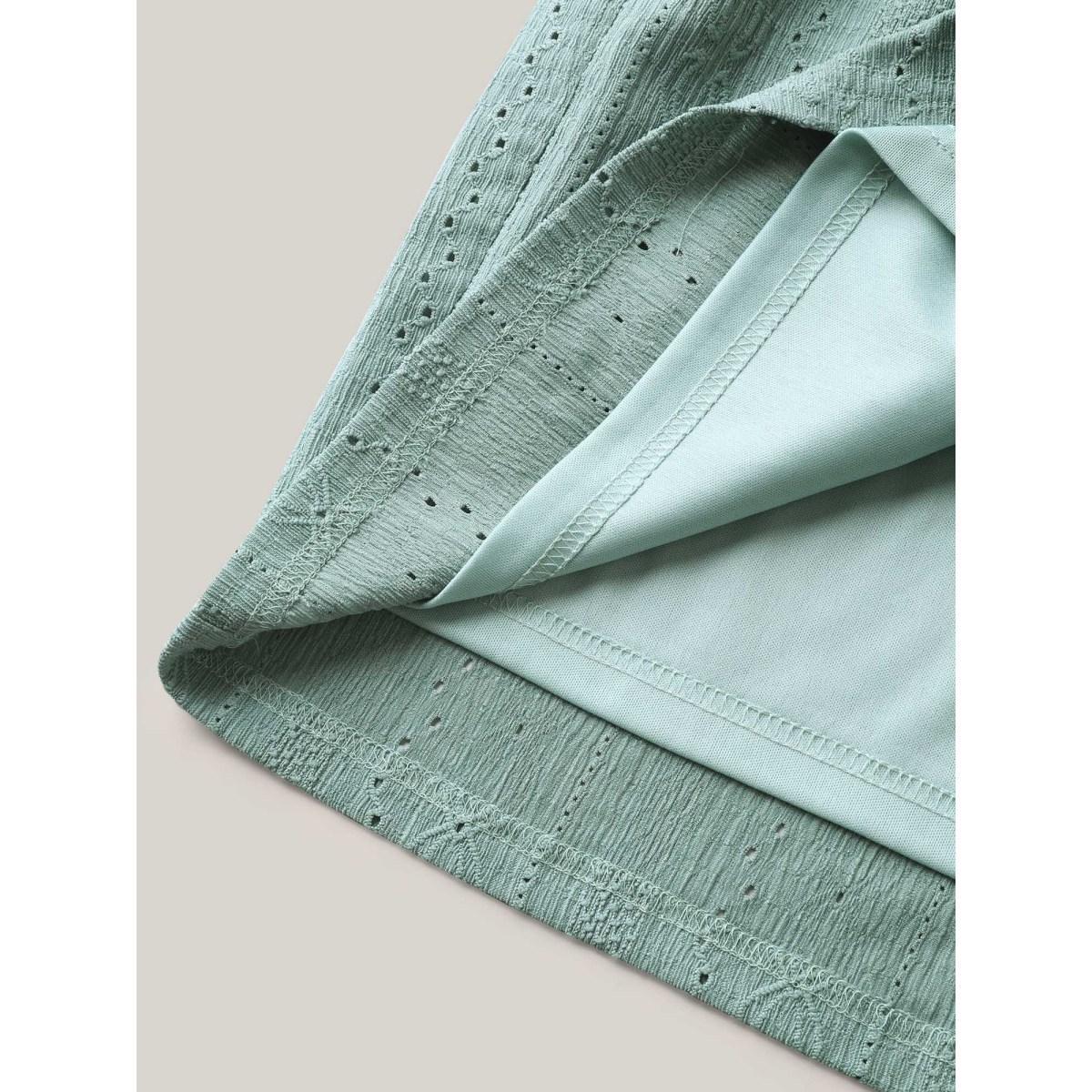 Plus Size Eyelet Trim Textured Breezy Shorts Women Greenbean Casual Texture Straight Leg Everyday-Casual Shorts BloomChic 30/6X Product Image