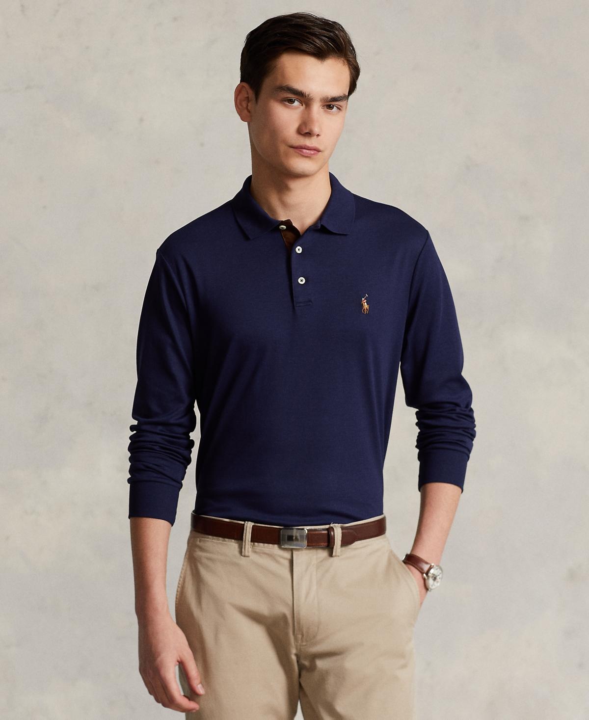 Polo Ralph Lauren Long Sleeve Polo Shirt Marl Heather) Men's Clothing Product Image