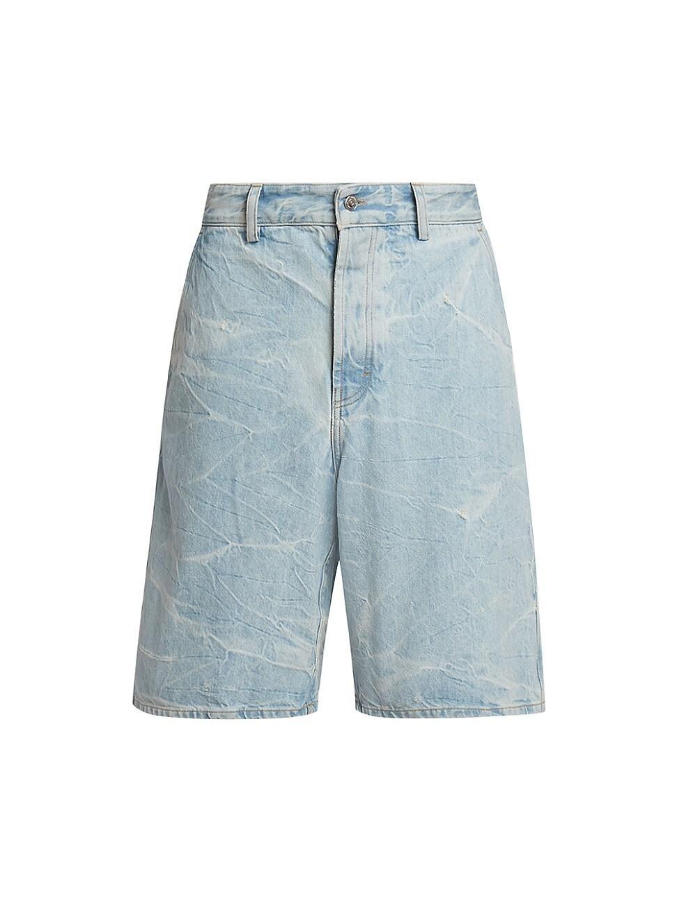 Mens Bleached Denim Shorts Product Image