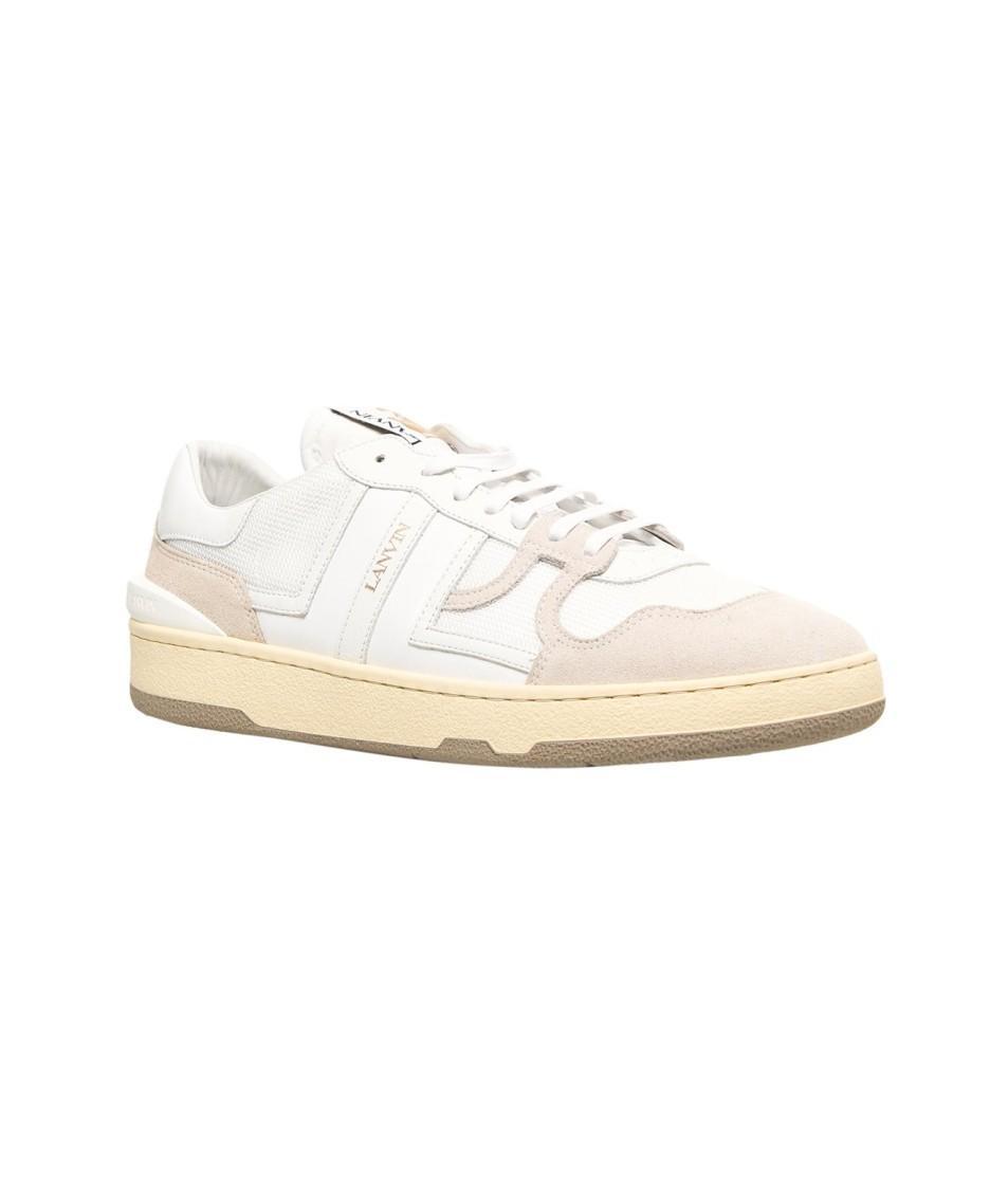 LANVIN Mesh And Leather Clay Sneakers With In White Product Image