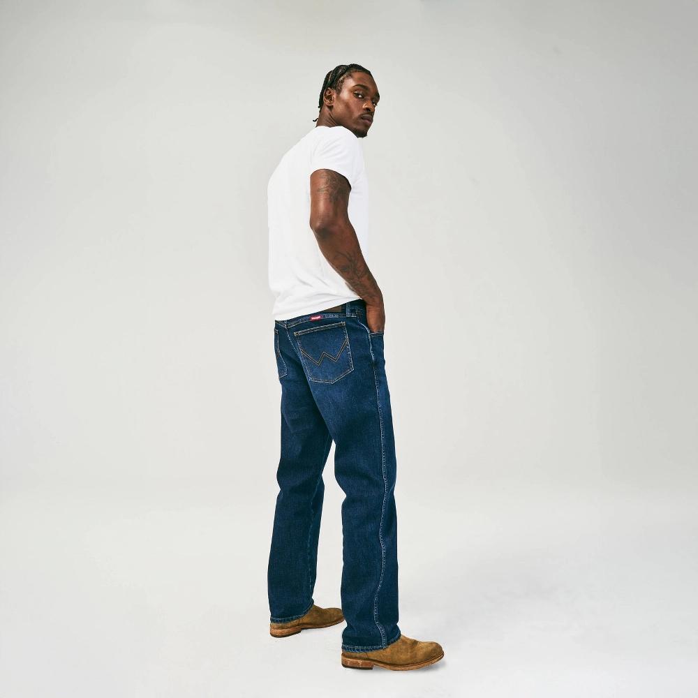 Wrangler Men's Relaxed Fit Straight Jeans - Navy Denim 32x32: Midweight Cotton Blend, Stretch Denim, Mid Rise, Machine Washable Product Image