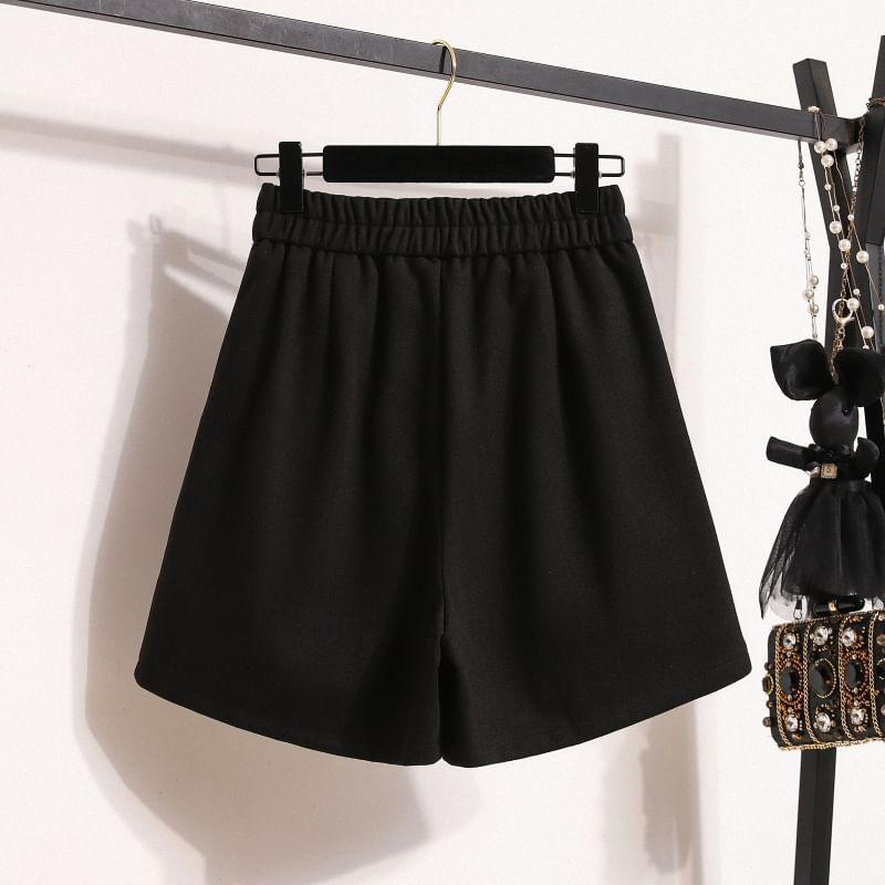 High Waist Plain Dress Shorts Product Image