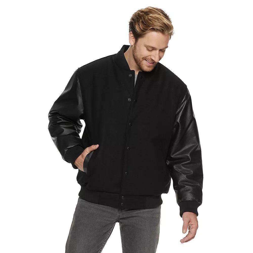 Men's Vintage Leather Classic Varsity Jacket, Size: Medium, Black Product Image