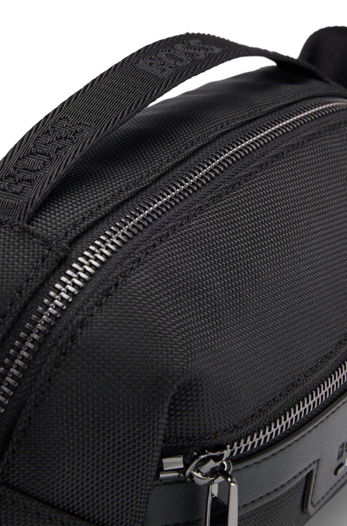BOSS - Logo-embossed belt bag in structured fabric - Black Product Image