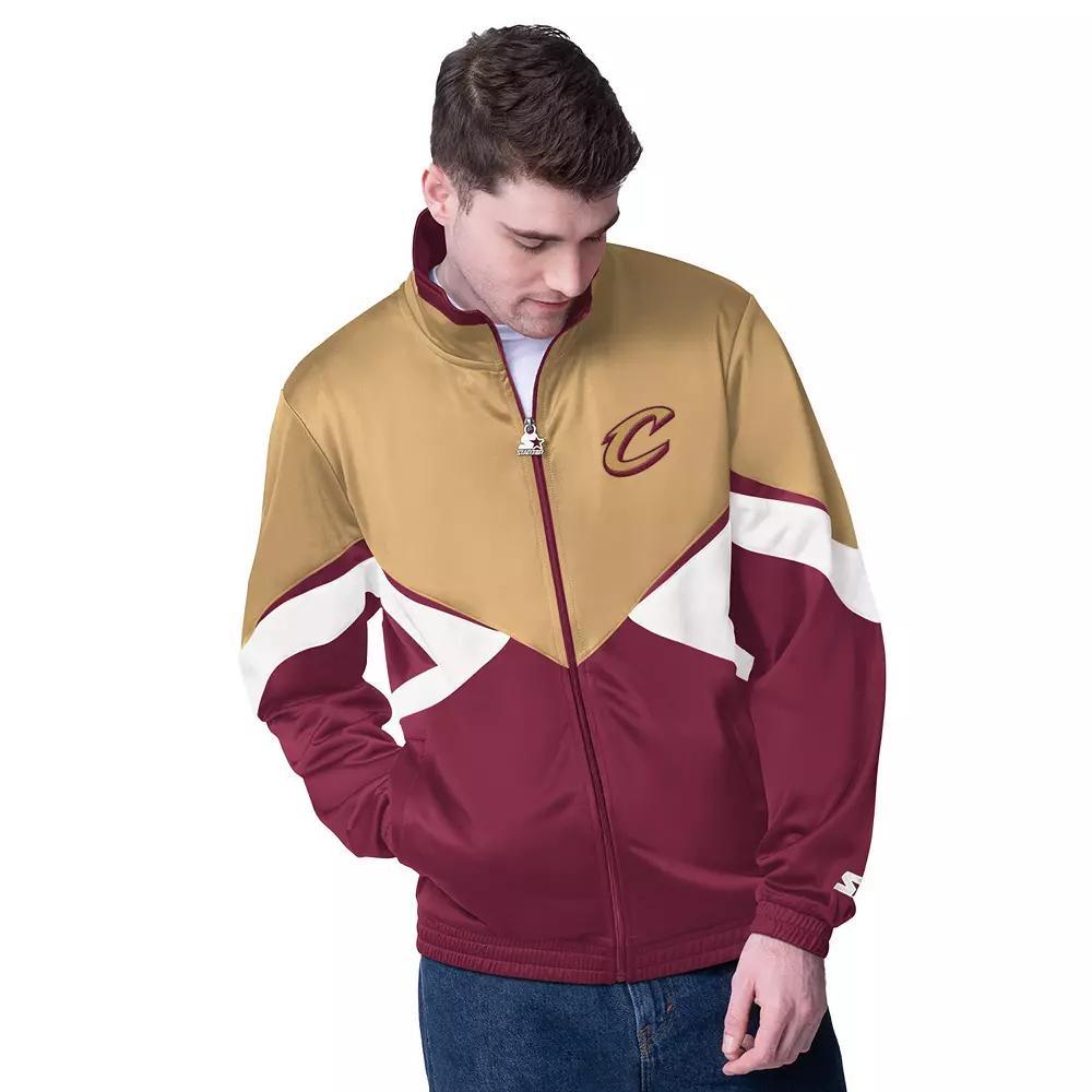Men's Starter Wine Cleveland Cavaliers Rush Applique Full-Zip Track Jacket, Size: Large, Team Product Image
