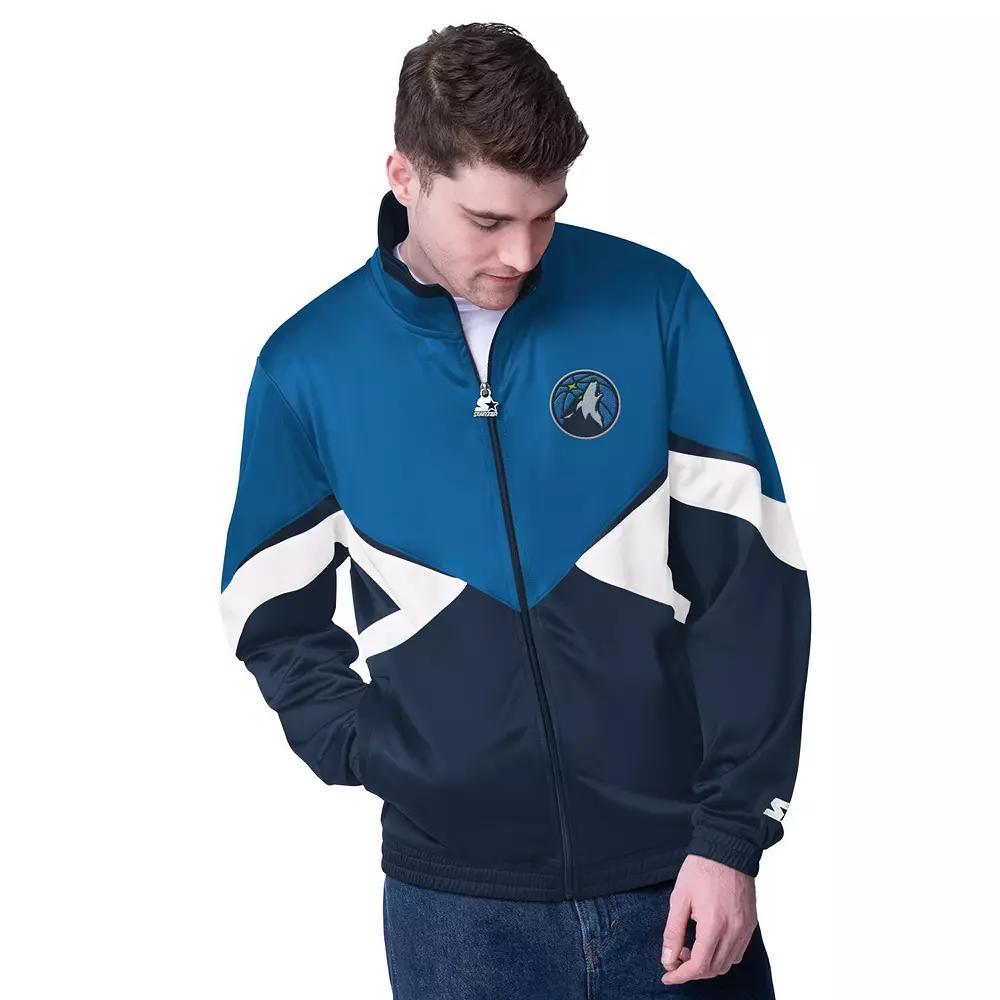 Men's Starter Red/Navy New Orleans Pelicans Rush Applique Full-Zip Track Jacket, Size: Large Product Image