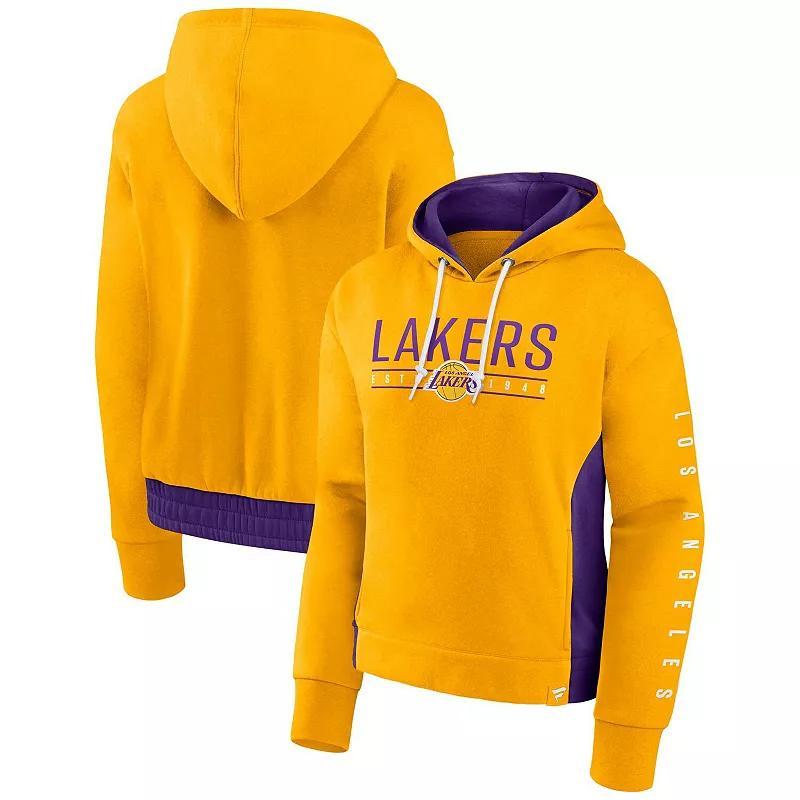 Women's Fanatics Branded Gold Los Angeles Lakers Iconic Halftime Colorblock Pullover Hoodie, Size: Small Product Image
