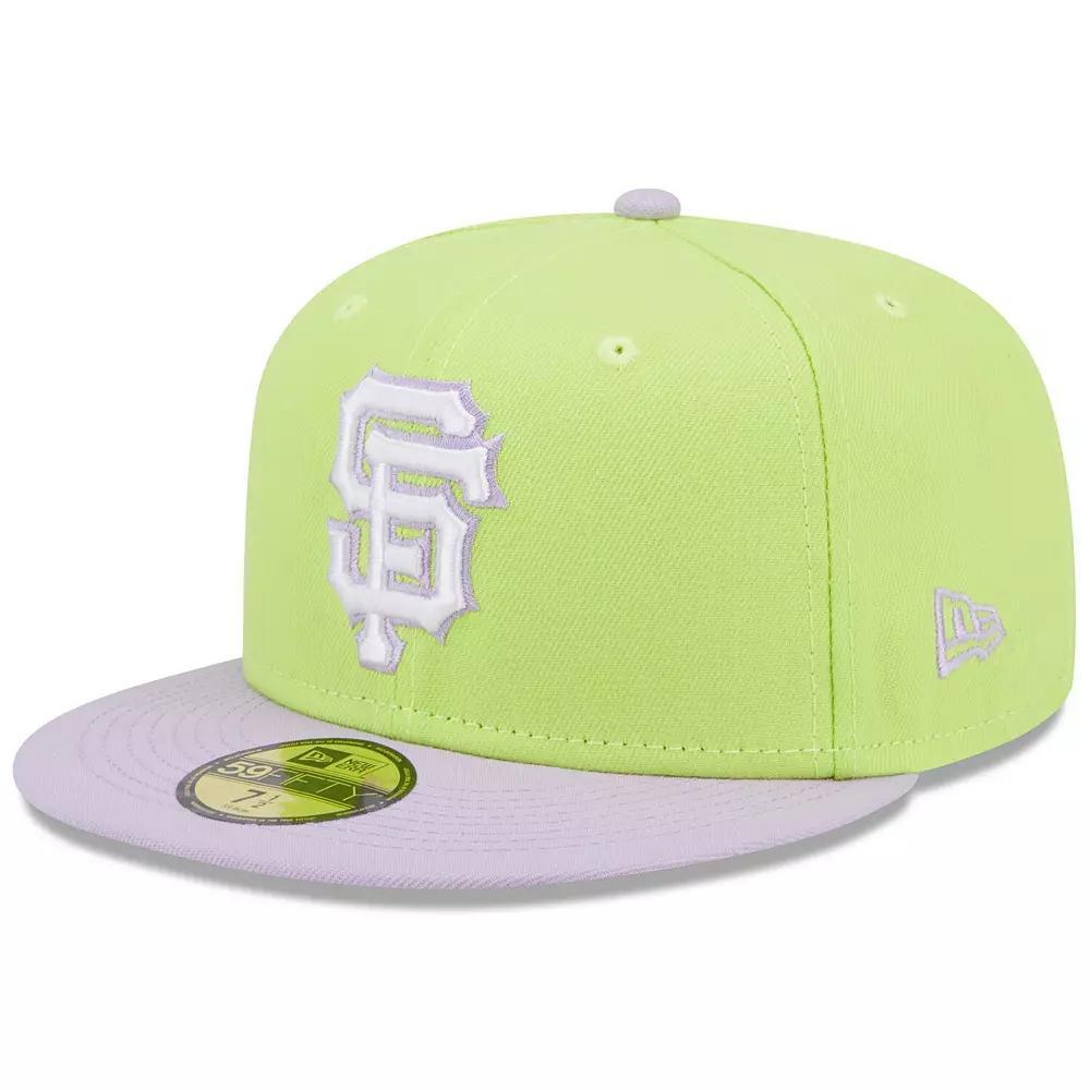 Men's New Era Neon Green/Lavender San Francisco Giants Spring Color Two-Tone 59FIFTY Fitted Hat, Size: 7 5/8, Brt Gr Product Image